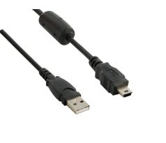 4World Káble USB A M - Mini USB M 5 pin 1,5 metra, čierny
