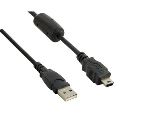 4World Káble USB A M - Mini USB M 5 pin 1,5 metra, čierny