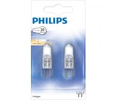 Halogénová žiarovka PHILIPS G4 20W , 232 lumen, teplá biela, 2ks v balení