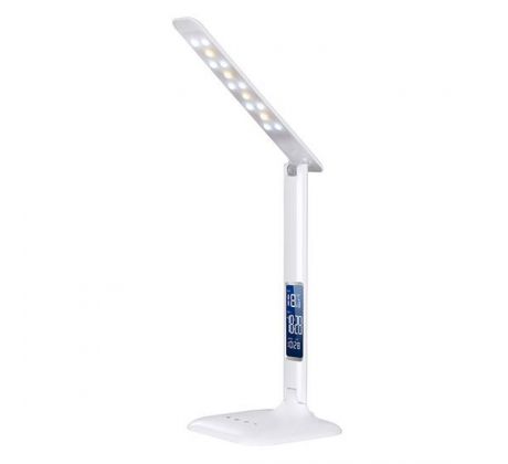 Solight WO43 LED stmievateľná stolná lampička s displejom, 6W, voľba teploty svetla, biely lesk