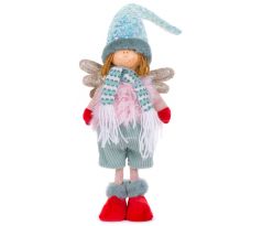 Postavička MagicHome Vianoce, Anjelik chlapček s červenými topánkami, ružovo-zelený, 17x10x64 cm