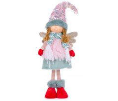 Postavička MagicHome Vianoce, Anjelik dievčatko s červenými topánkami, ružovo-zelený, 17x10x64 cm