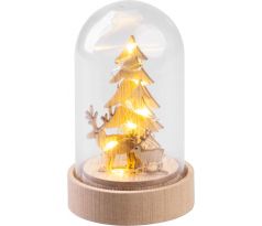 Dekorácia MagicHome Vianoce, stromček v kupole, LED, teplá biela, interiér, 5,5x9 cm